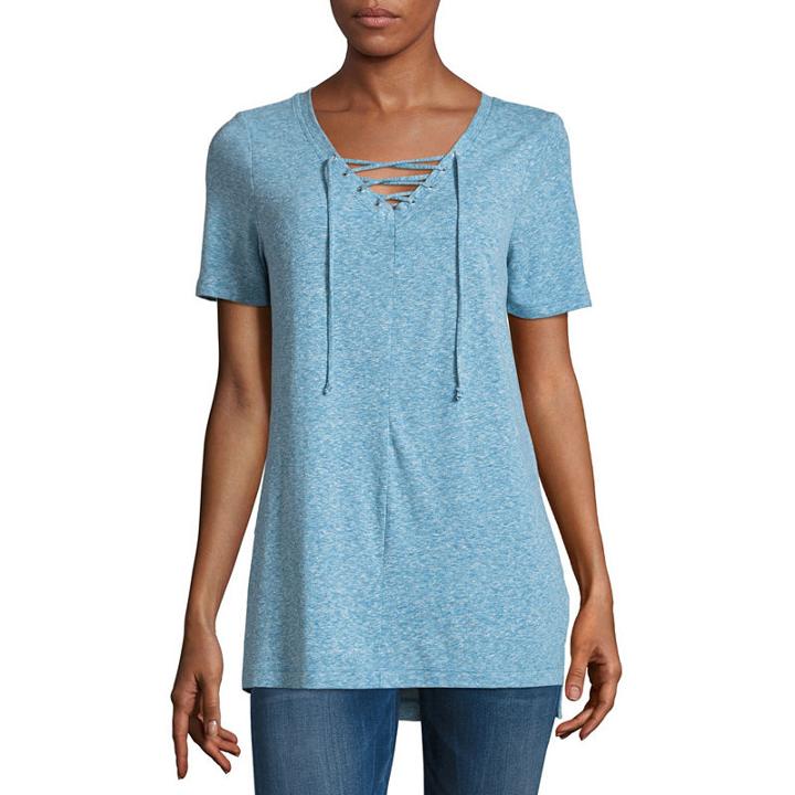 A.n.a. Short Sleeve Lace Up Tee
