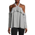 Libby Edelman 3/4 Sleeve Tiered Ruffle Top