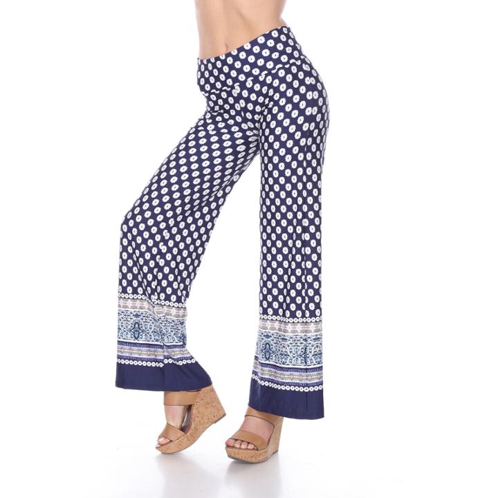 White Mark Border Print Bordered Palazzo Pants