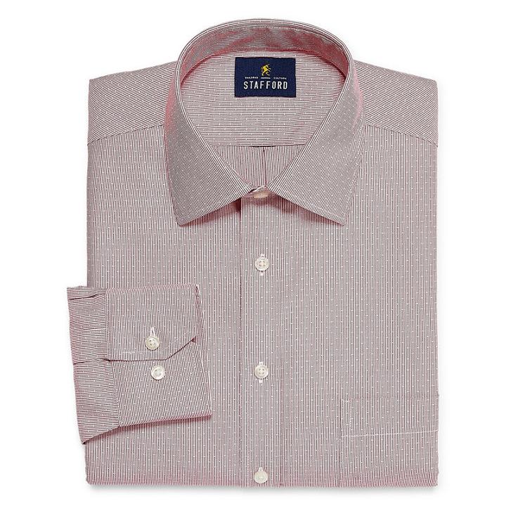 Stafford Executive Non-iron Cotton Pinpoint Oxford Long Sleeve Plaid Dress Shirt