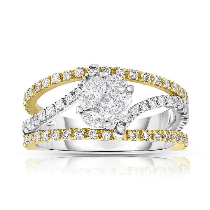Womens 1 1/4 Ct. T.w. Genuine Diamond White 14k Gold Bypass Ring