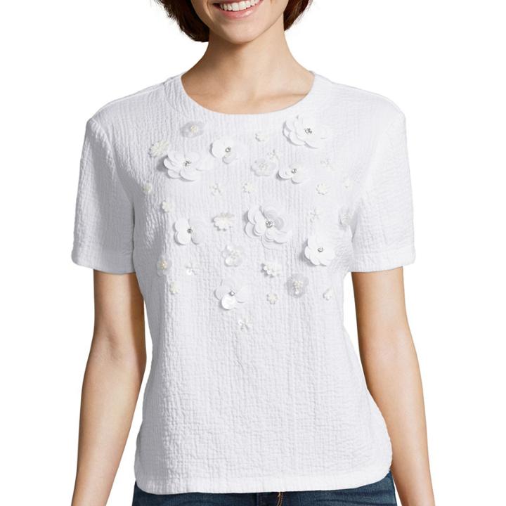 Stylus&trade; Short-sleeve Embellished Top