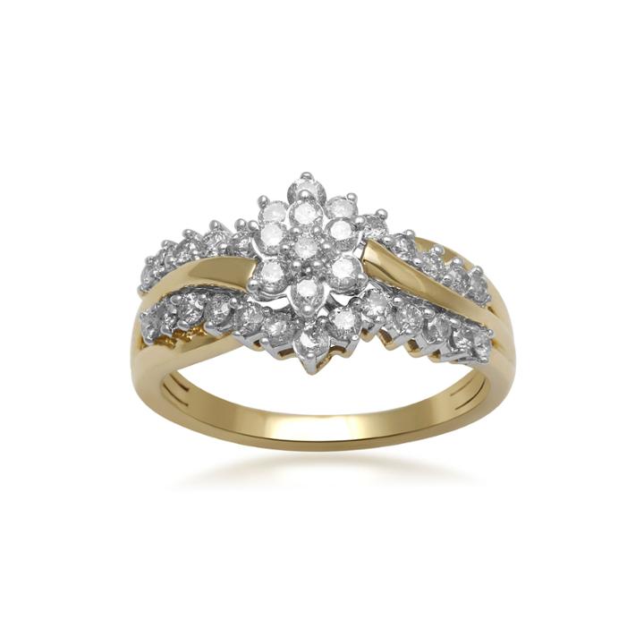 3/4 Ct. T.w. Certified Diamond 14k Yellow Gold Cluster Ring