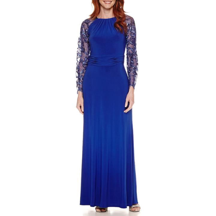 Blu Sage 3/4 Sleeve Evening Gown