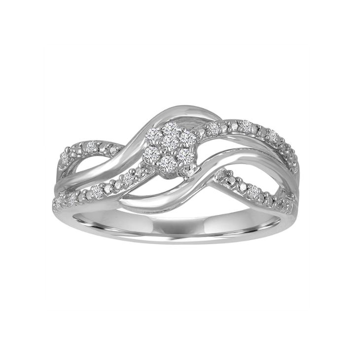 Diamond Blossom 1/10 Cttw Diamond Swirl Ring In Sterling Silver