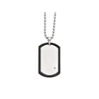Mens Cubic Zirconia Stainless Steel Black Ion-plated Dog Tag Pendant