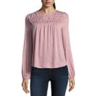 Living Doll Long Sleeve Crew Neck Knit Blouse-juniors