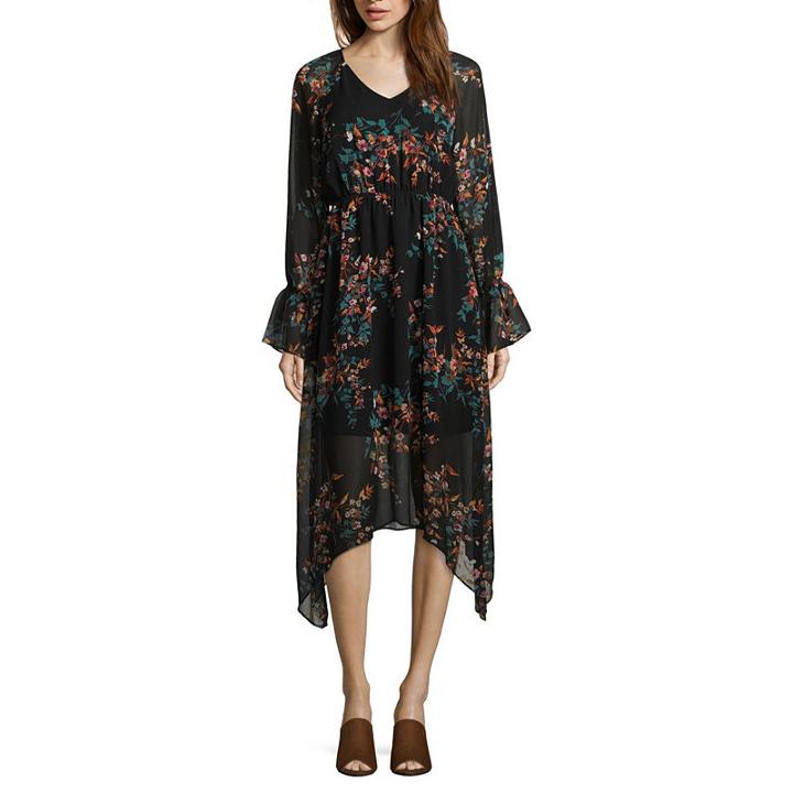 A.n.a. Sharkbite Long Sleeve Floral Maxi Dress