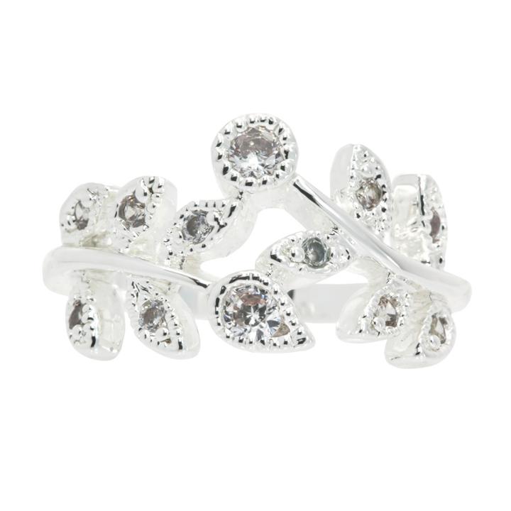 Sparkle Allure Womens 3/4 Ct. T.w. Clear Silver Over Brass Cocktail Ring