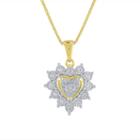 Womens 1/10 Ct. T.w. Genuine White Diamond 14k Gold Over Silver Sterling Silver Heart Pendant Necklace