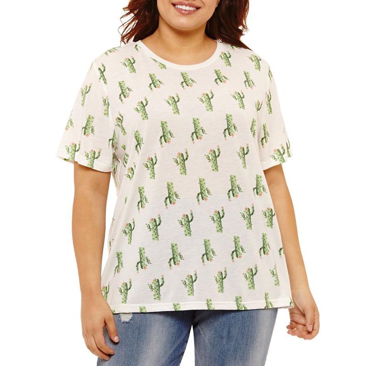 Mighty Fine Short Sleeve Crew Neck Graphic T-shirt-juniors Plus