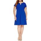 Studio 1 Short Sleeve Fit & Flare Dress-plus