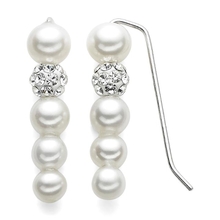 Sterling Silver Crystal White & Pearl Earrings