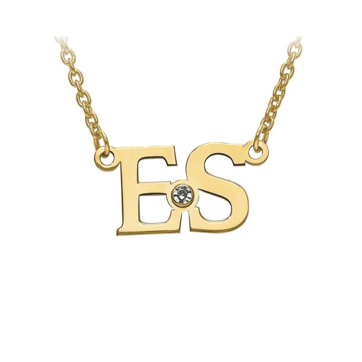 Personalized Birthstone 2 Initial Necklace