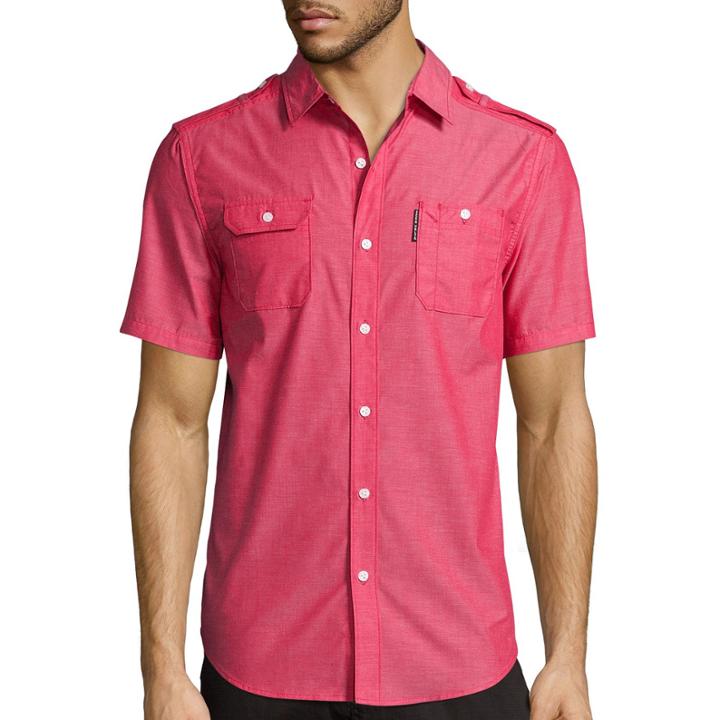 Ecko Unltd. Short-sleeve Solid City Woven Button-front Shirt
