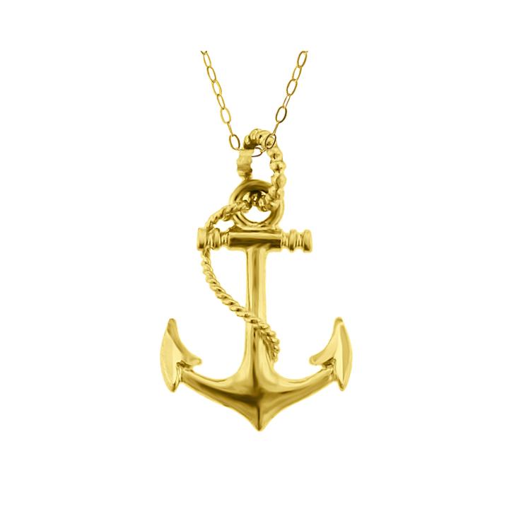 10k Yellow Gold Anchor Pendant Necklace