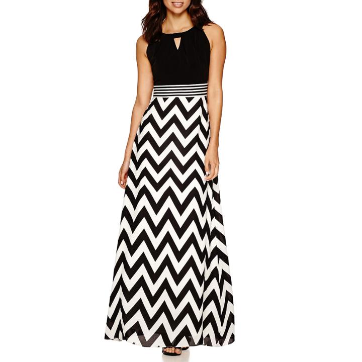 Studio 1 Sleeveless Chevron Maxi Dress