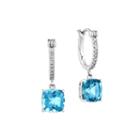 1/10 Ct. T.w. Diamond And Genuine Blue Topaz 14k White Gold Earrings