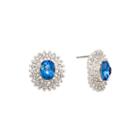 Monet Blue Crystal And Silver-tone Stud Earrings