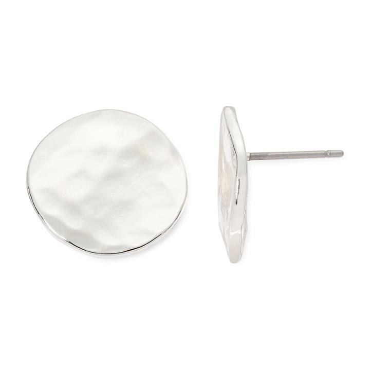 Liz Claiborne Silver-tone Button Earrings