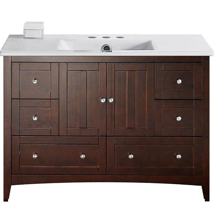 48-in. W Floor Mount Walnut Vanity Set For 3h4-in. Drilling