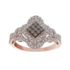Womens 1/2 Ct. T.w. Champagne Diamond 10k Gold Cluster Ring