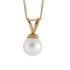Womens Pearl 14k Gold Pendant Necklace