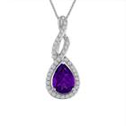 Womens Genuine Purple Amethyst Sterling Silver Pendant Necklace
