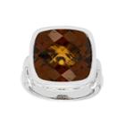 Womens Genuine Brown Citrine Sterling Silver Cocktail Ring