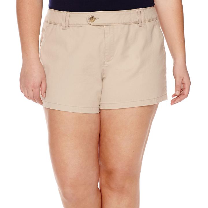 Arizona Cabo Mid-rise Twill Shorty Shorts - Juniors Plus