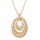 Cubic Zirconia 14k Gold Over Brass Double Oval Pendant Necklace