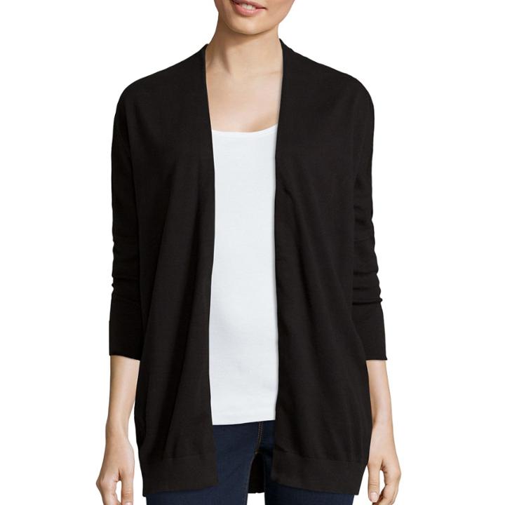 Stylus&trade; Short-sleeve Dolman Flyaway Cardigan- Tall