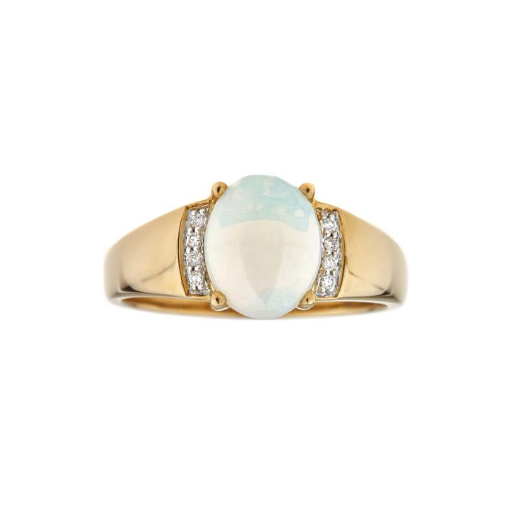 Limited Quantities Genuine Opal Diamond Accent 10k Yellow Gold Ring