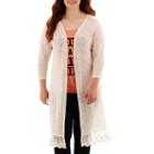Arizona 3/4-sleeve Lace-trim Cardigan - Juniors Plus