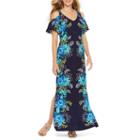 Msk Short Sleeve Floral Maxi Dress