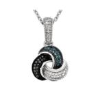 1/5 Ct. T.w. White And Color-enhanced Black And Blue Diamond Sterling Silver Love Knot Pendant Necklace