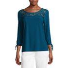 Liz Claiborne Long Sleeve Scoop Neck T-shirt - Womens
