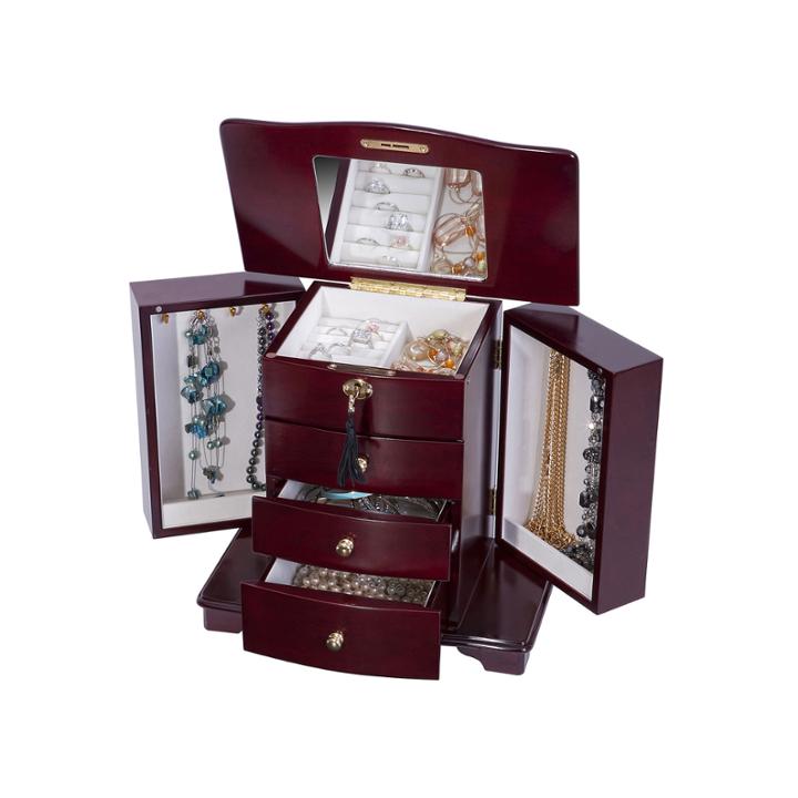 Mele & Co. Locking Cherry-finish Jewelry Box