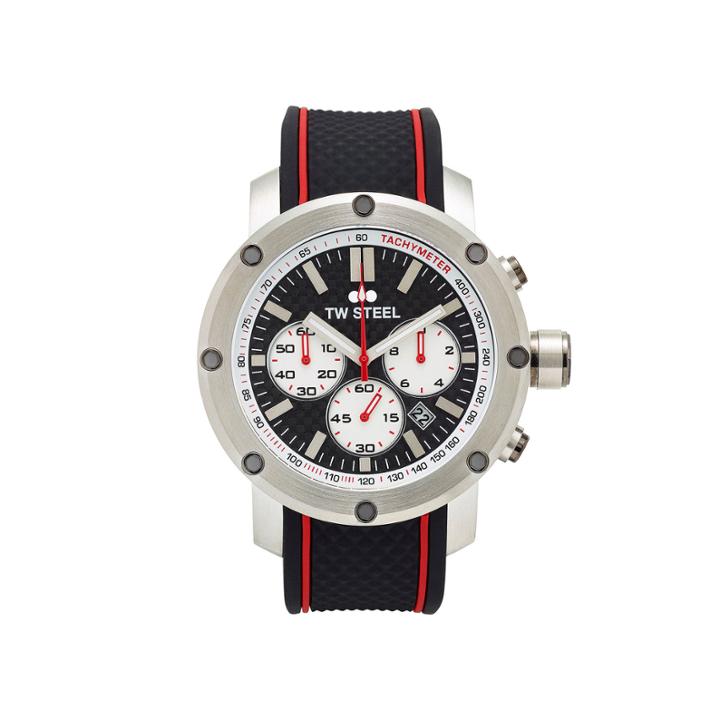 Tw Steel Mens Chronograph Black And Silver-tone Grandeur Tech Strap Watch