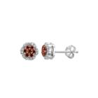 1/4 Ct. T.w. White & Color-enhanced Red Diamond Cluster Sterling Silver Earrings