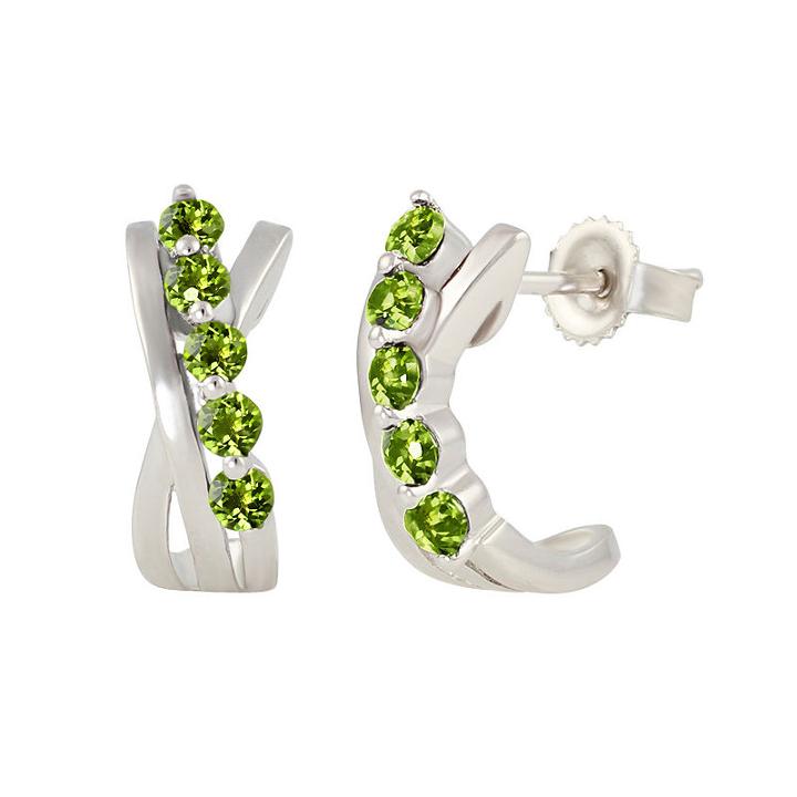 Green Peridot Sterling Silver Hoop Earrings