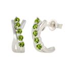 Green Peridot Sterling Silver Hoop Earrings