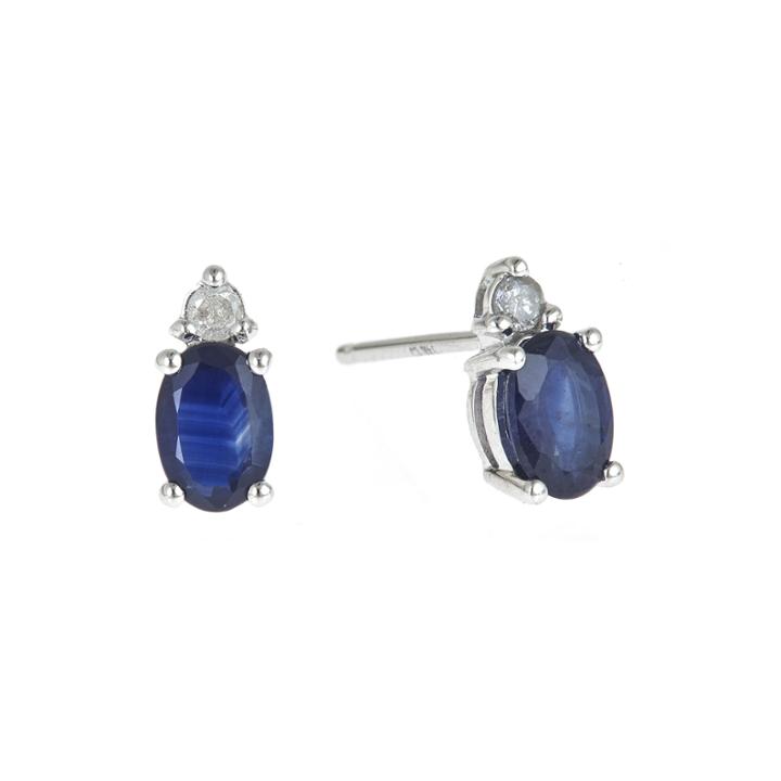 Limited Quantities Genuine Blue Sapphire And 1/10 Ct. T.w. Diamond Earrings