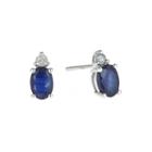 Limited Quantities Genuine Blue Sapphire And 1/10 Ct. T.w. Diamond Earrings