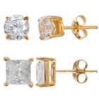 Gold Reflection Cubic Zirconia Gold Over Brass Earring Sets