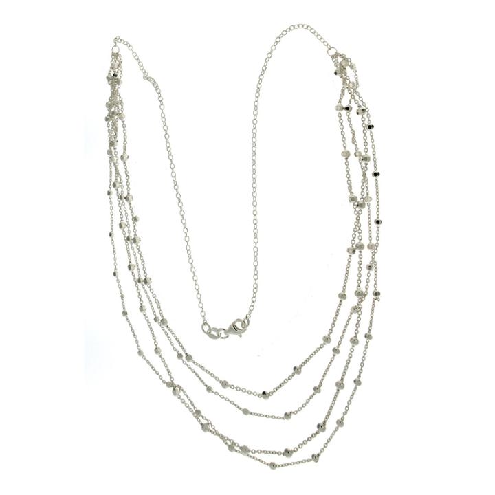 Made In Italy Sterling Silver 4-row Beaded Chain Necklace