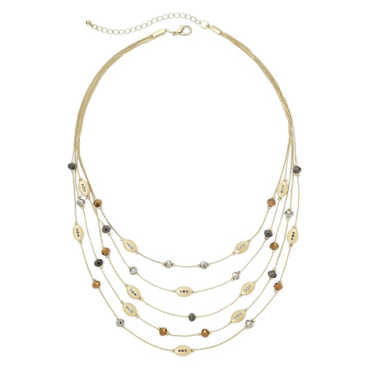 Bold Elements&trade; Gold-tone Multi-row Layered Illusion Necklace
