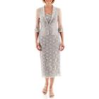 R & M Richards Sheer Organza And Sequined Lace Jacket Dress - Petite