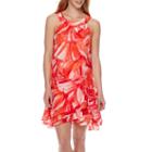 Studio 1 Sleeveless Halter Multi Tiered Abstract Shift Dress