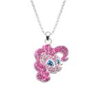 Womens Pink Crystal Brass Pendant Necklace